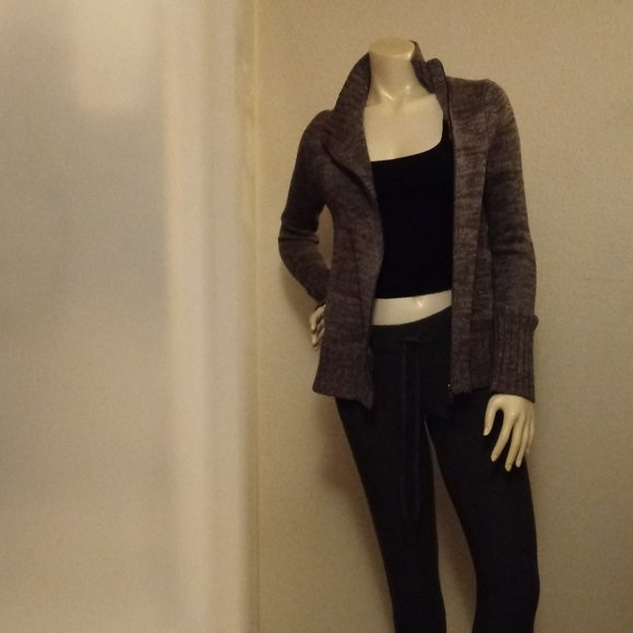 Moda Intl Grey Asymmetrical Sweater Jacket - Picture 1 of 16